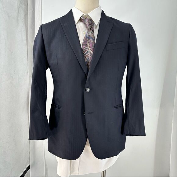 Brooks Brothers Makers and Merchants Fitzgerald Navy Self Stripe Suit Jacket - Picture 1 of 11